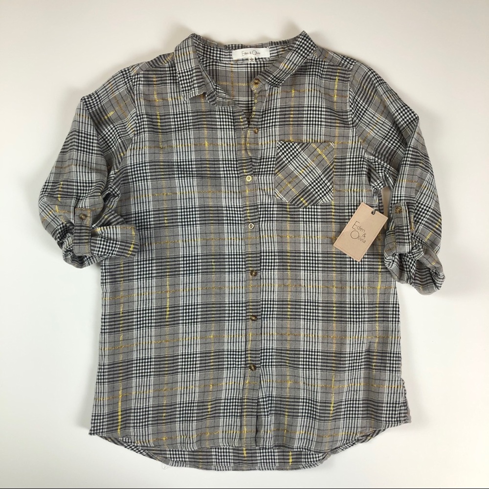 Eden & Olivia NWT Plaid Flannel Button Down - L - Picture 1 of 2